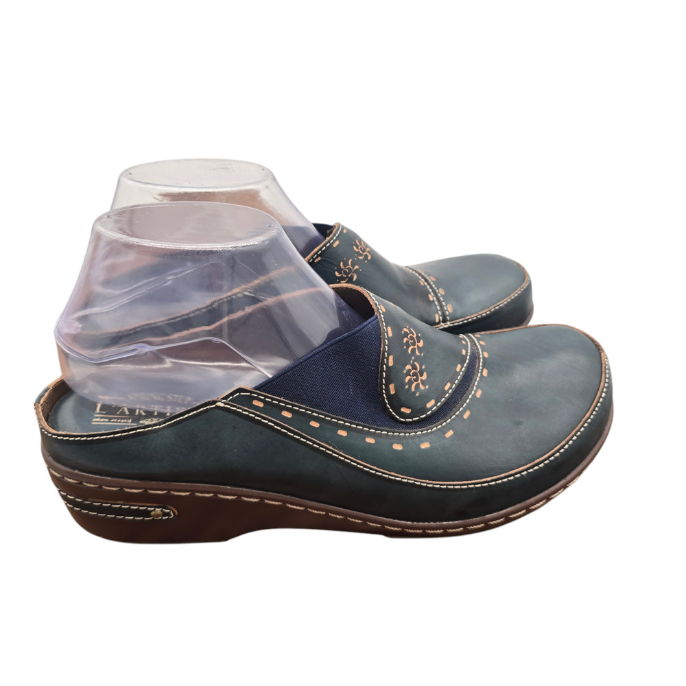 L'Artiste Chino Leather Clog Slip On Mule Womens 42 Blue Tan by Spring Step - Picture 4 of 12